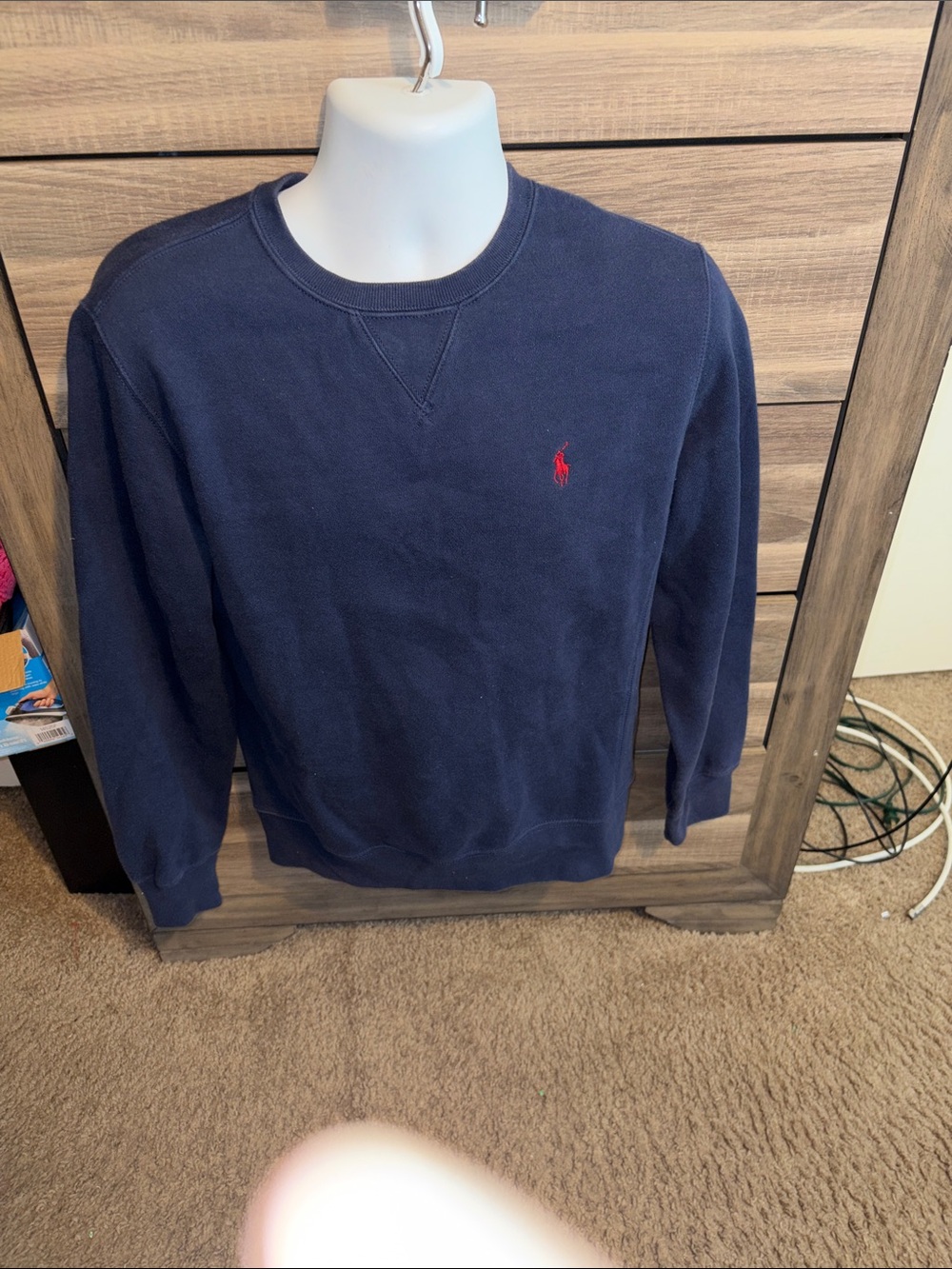 Polo by Ralph Lauren Navy Crewneck Sweatshirt with Red Pony Embroidery